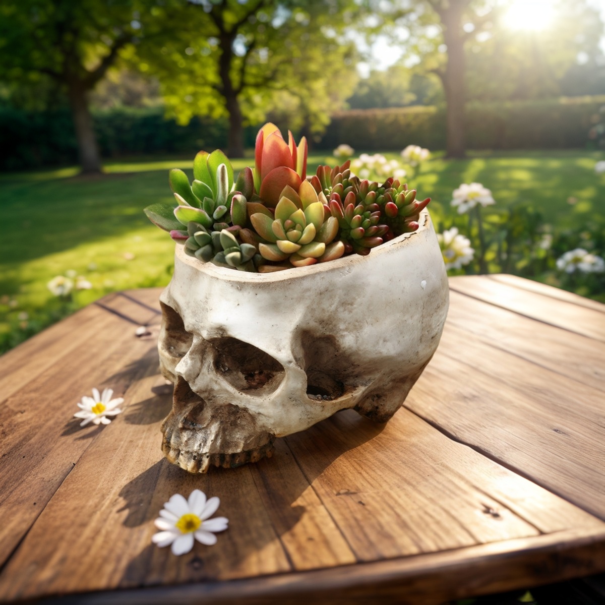 Snake Plant Ceramic - 1PC, Creative Skull Flowerpot, Resin Material