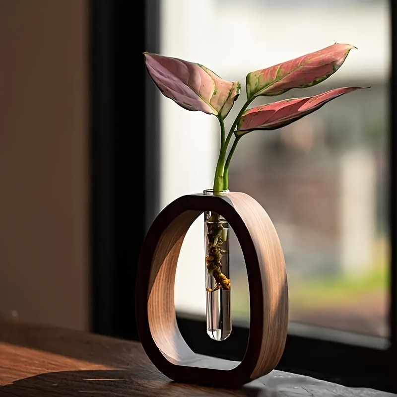 Snake Plant Ceramic - 1pc Walnut Solid Wood Flower Set
